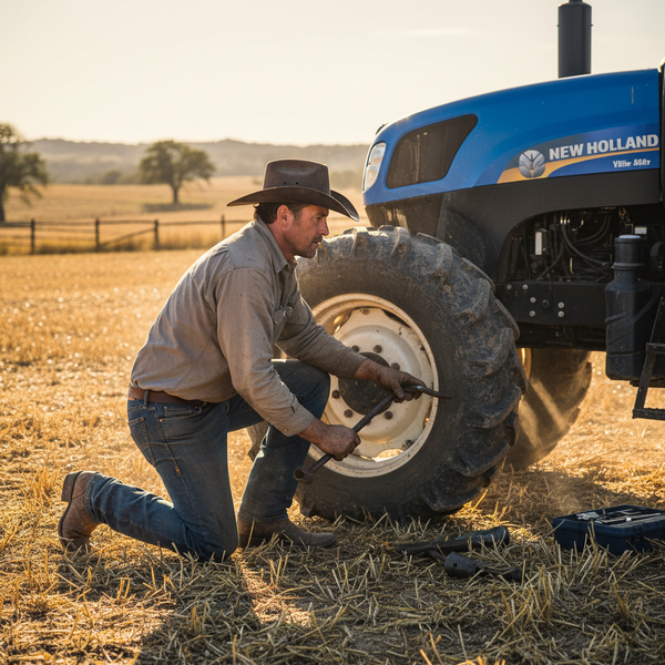 Farm tractor in a Texas field — Lone Star Tire Services farm and tractor tire service